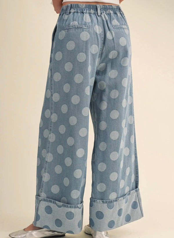 Polka Dot Babe Pants - denim