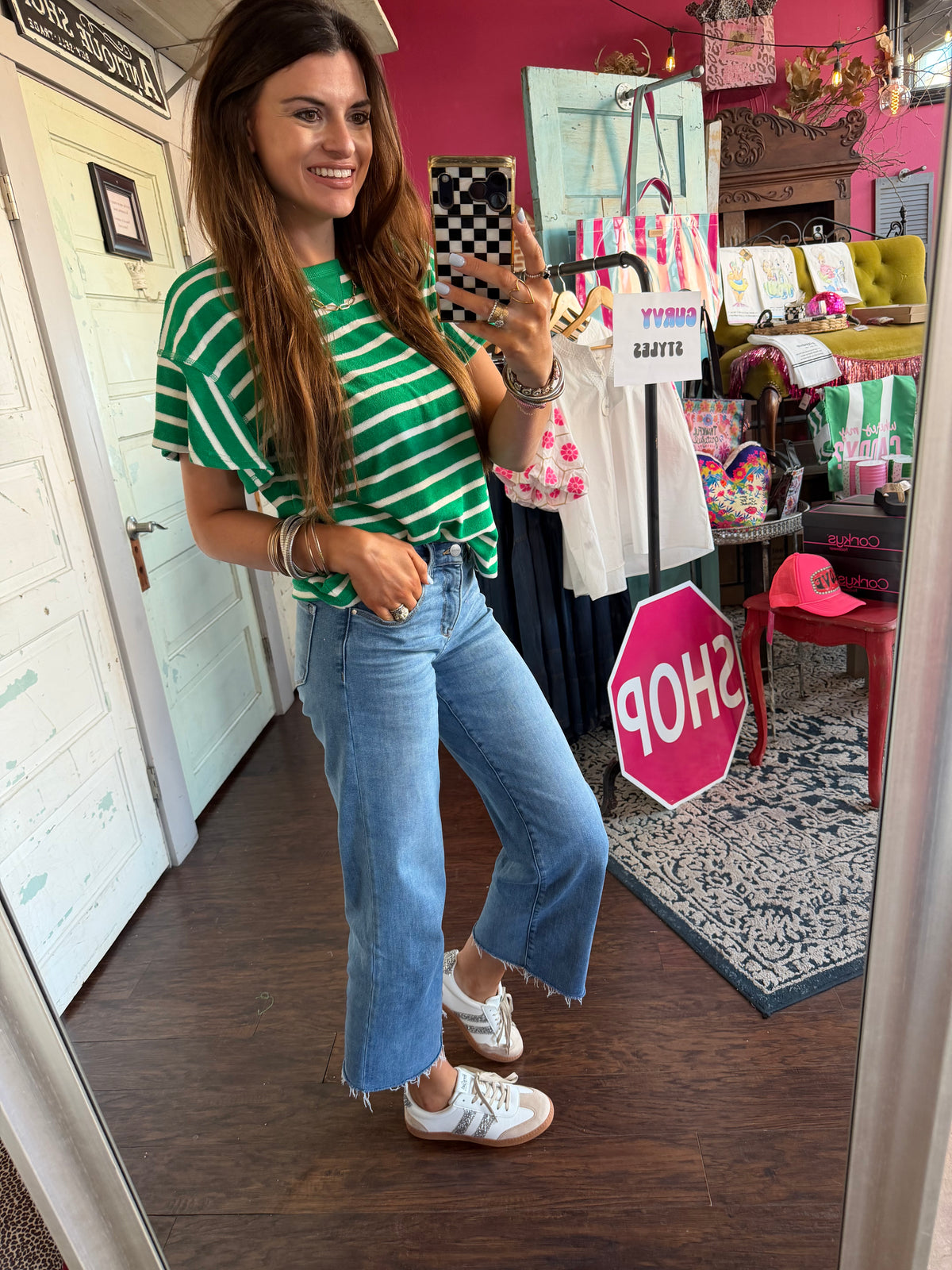 Ruffles & Stripes Top - Green/White