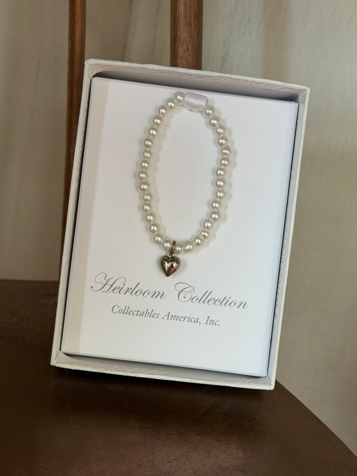 Baby Bracelet - Freshwater Pearls 5" Rhodium Finish Heart