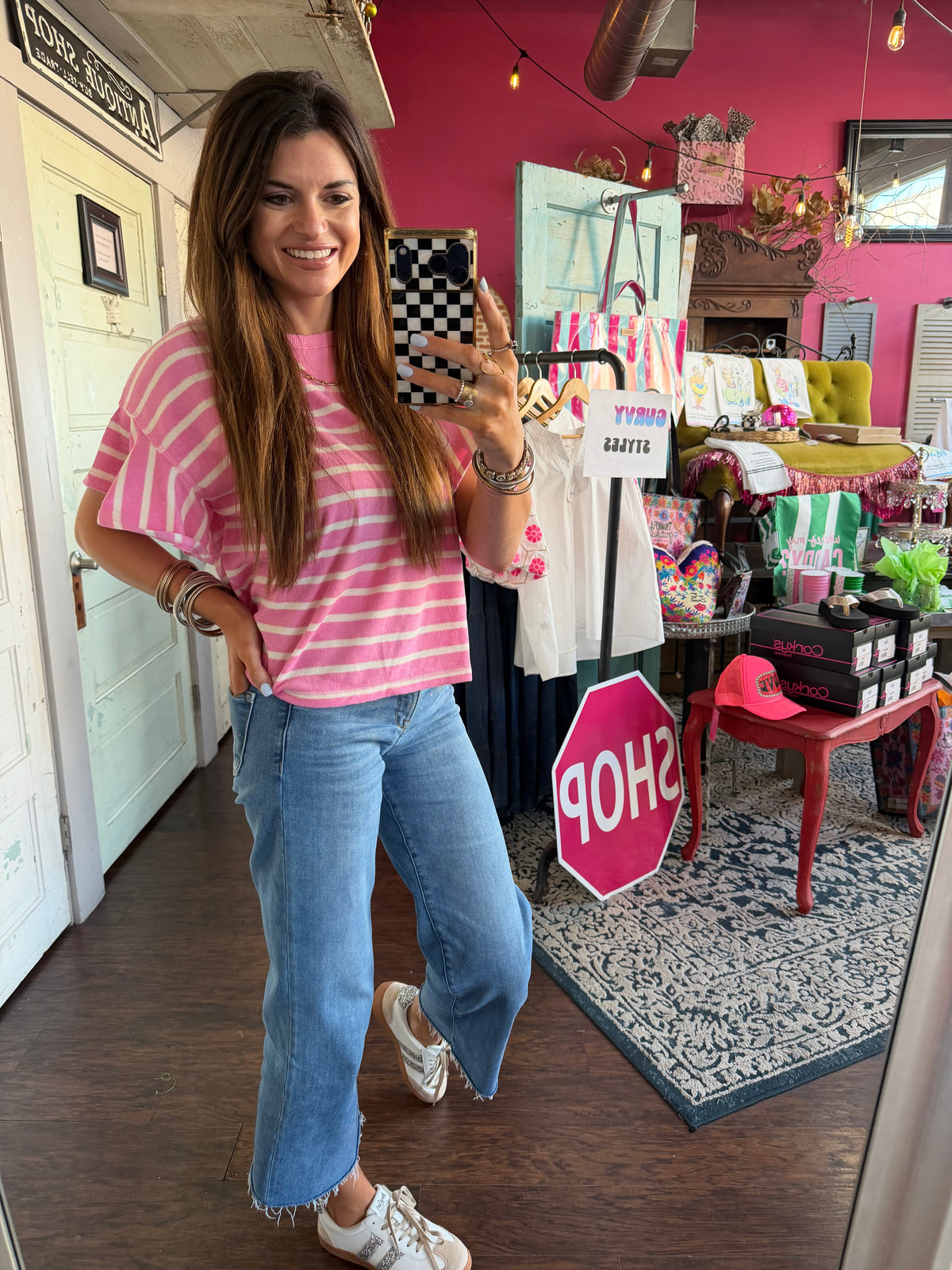 Ruffles & Stripes Top - Pink/White
