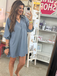 The Tinsley Dress -Steel Blue
