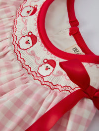 Pink Gingham Santa Bubble w/ Satin Ribbon