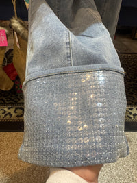 Sequin Cuffed Denim Jeans