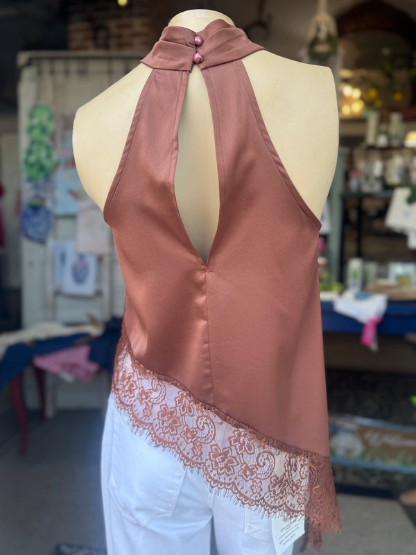 The Satin Sophie Top - Brown