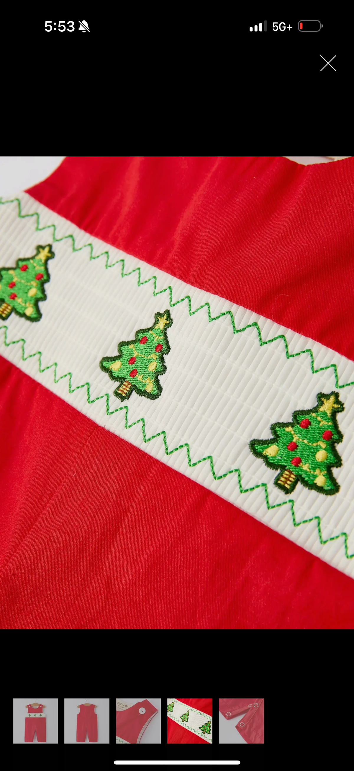 Christmas Tree Smocked Embroidered Boys Romper