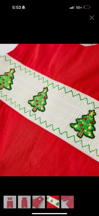 Christmas Tree Smocked Embroidered Boys Romper