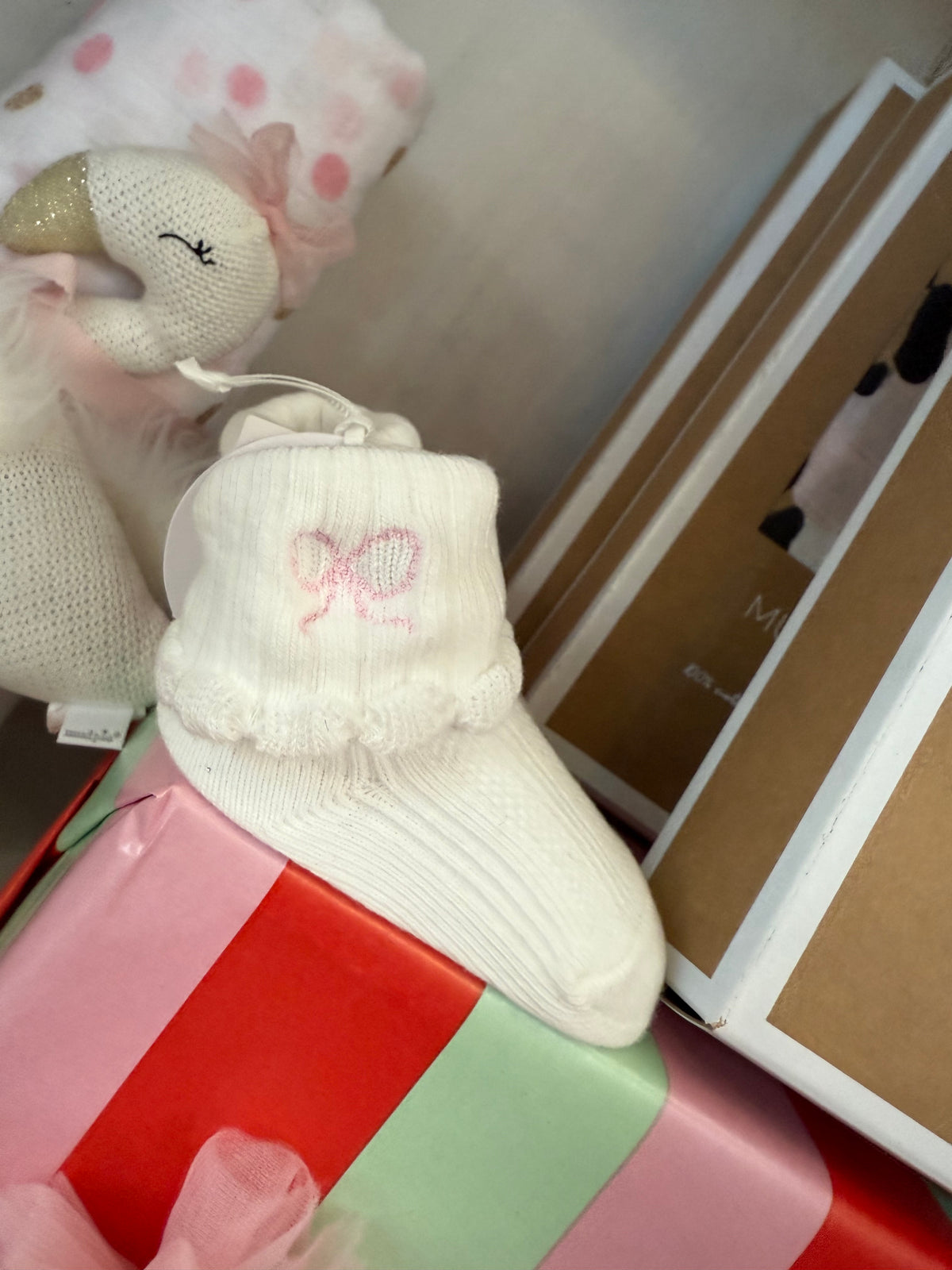 MUD PIE BABY BOW FOLDOVER SOCKS