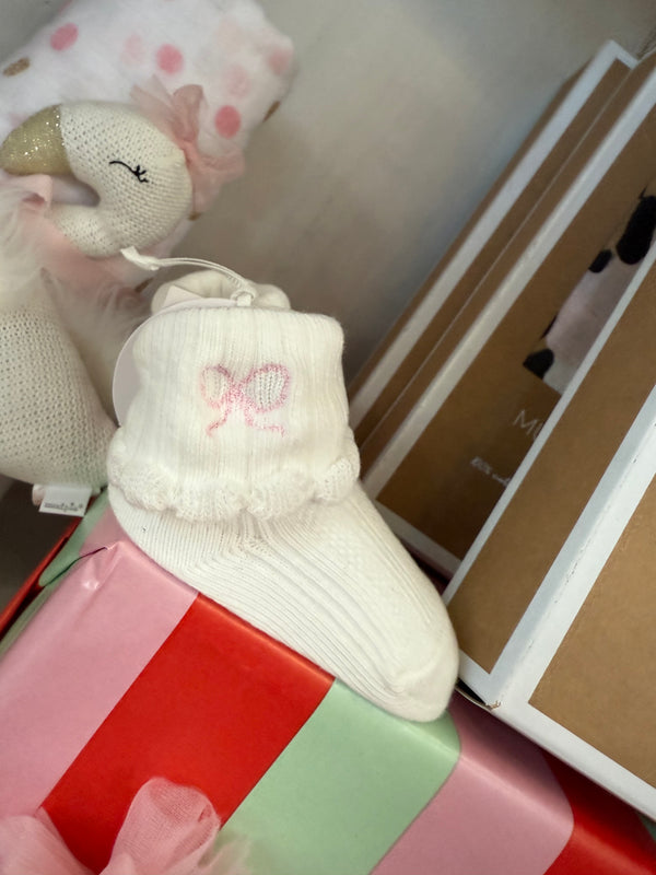 MUD PIE BABY BOW FOLDOVER SOCKS