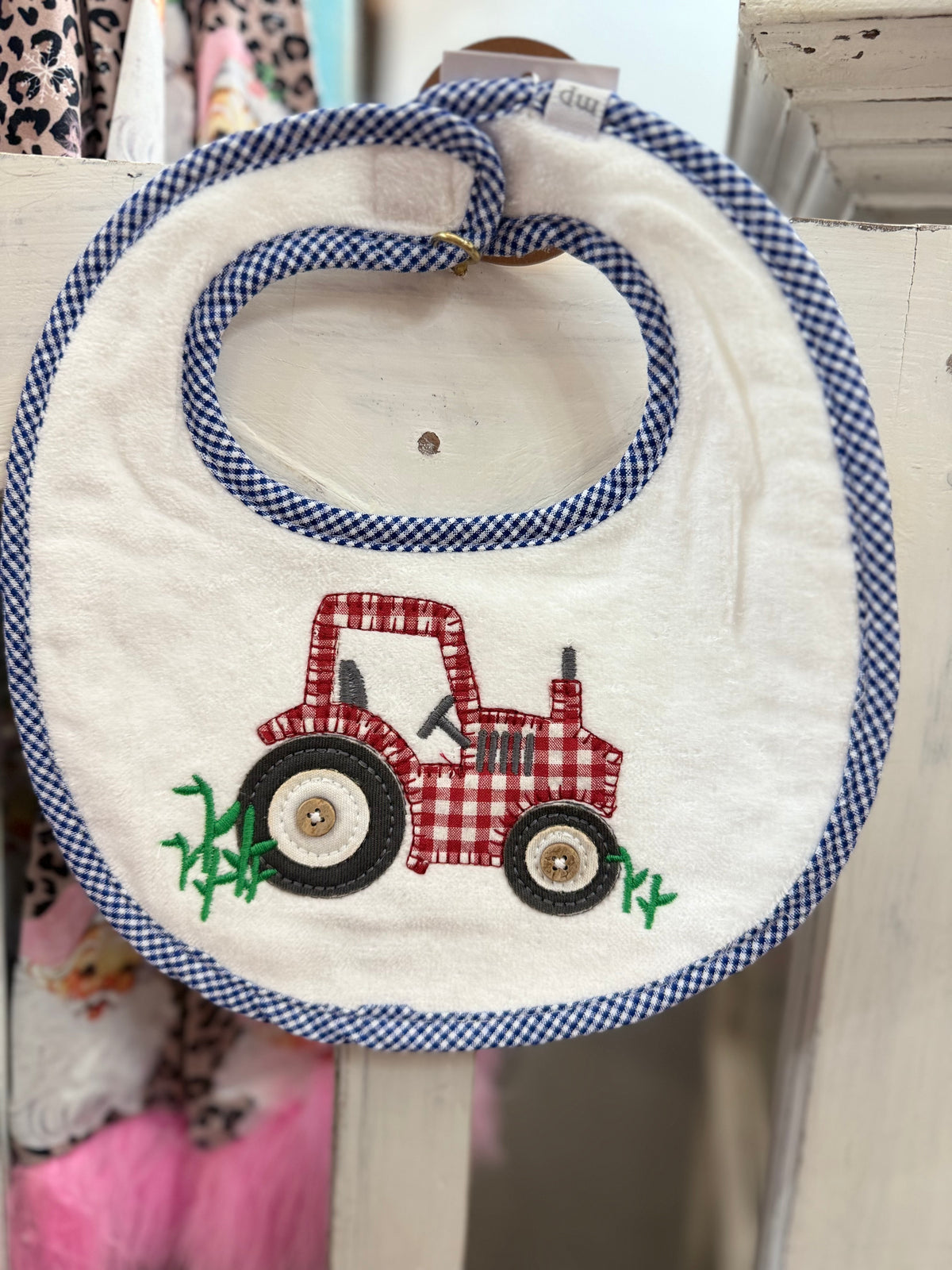 MUD PIE BABY BIB - LIL RED TRACTOR