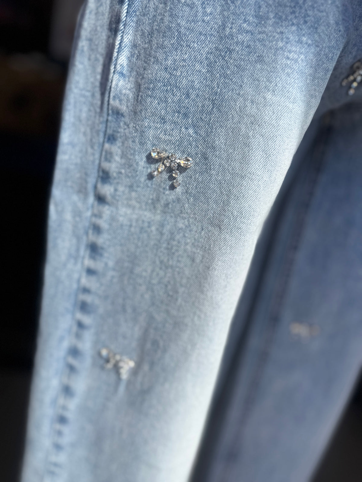 Bow Studded Denim Jeans