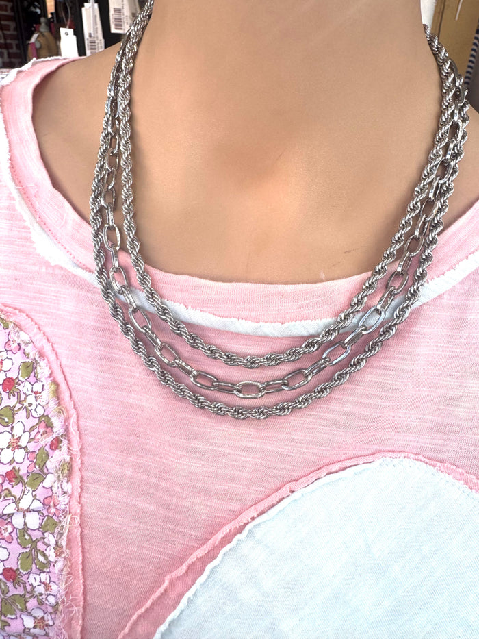 Multi-chain Silver Necklace