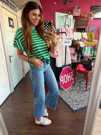 Ruffles & Stripes Top - Green/White