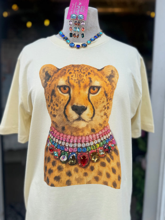 Jeweled Collar Leopard T-shirt