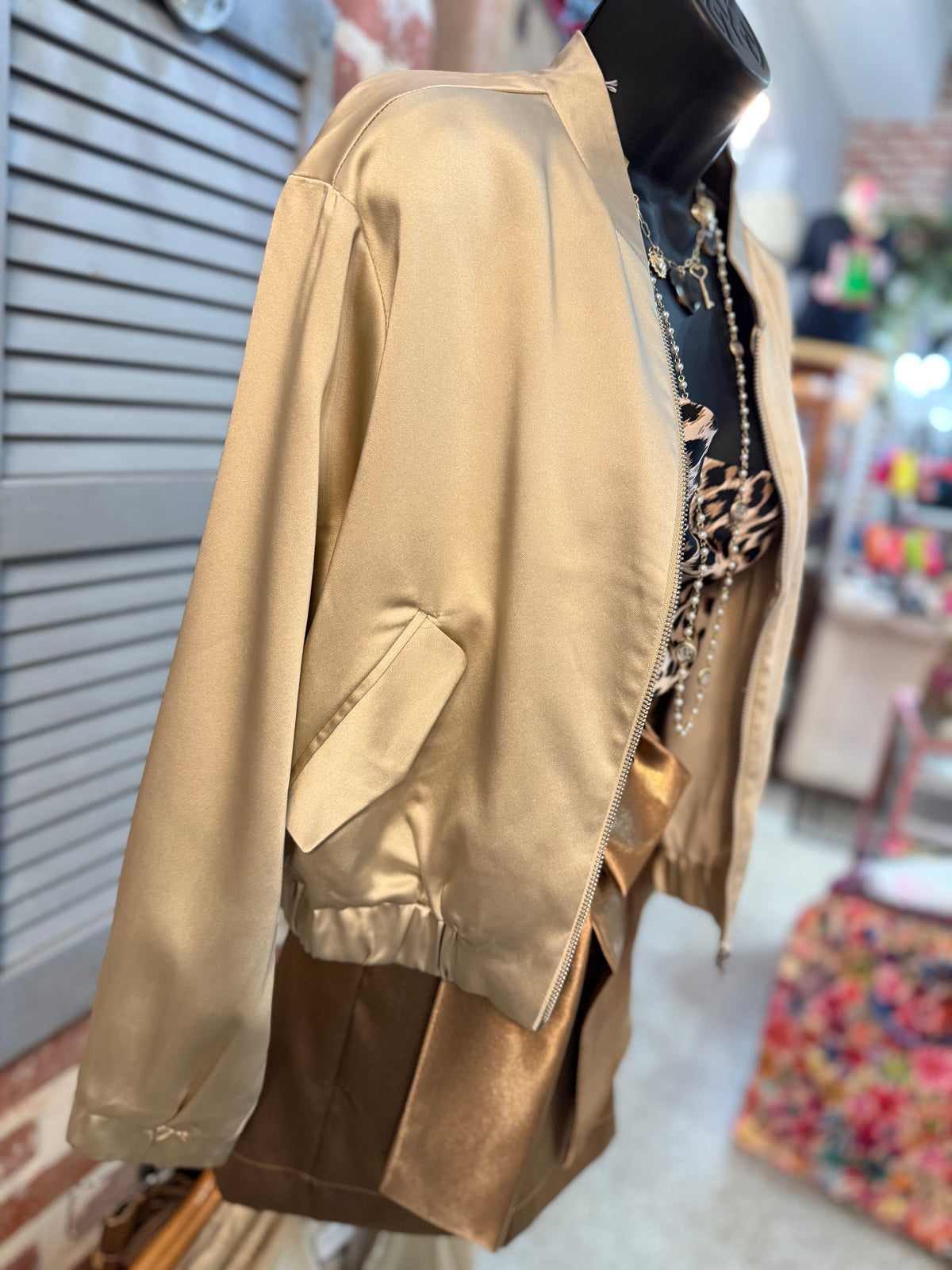 Elegance Satin Bomber Jacket