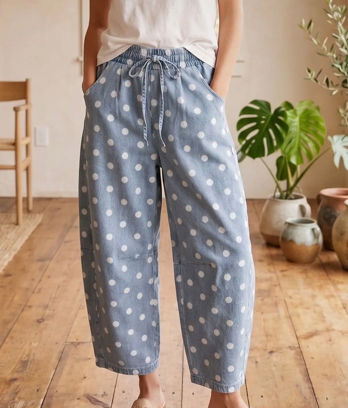 Denim Polka Dot Pants