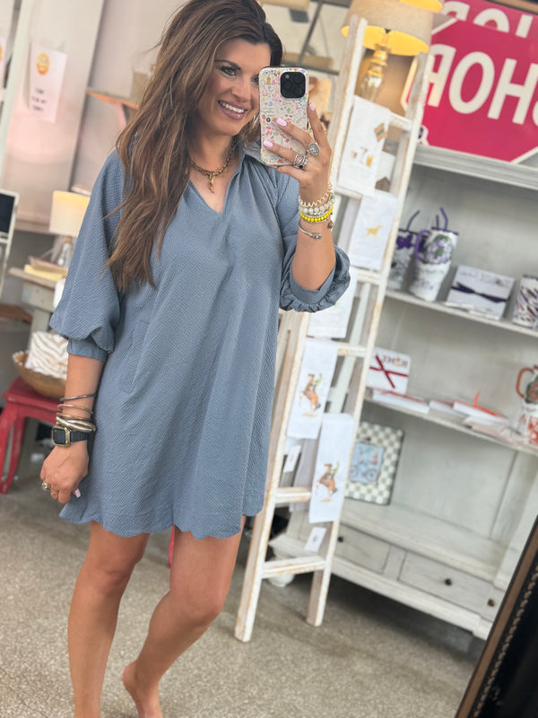 The Tinsley Dress -Steel Blue