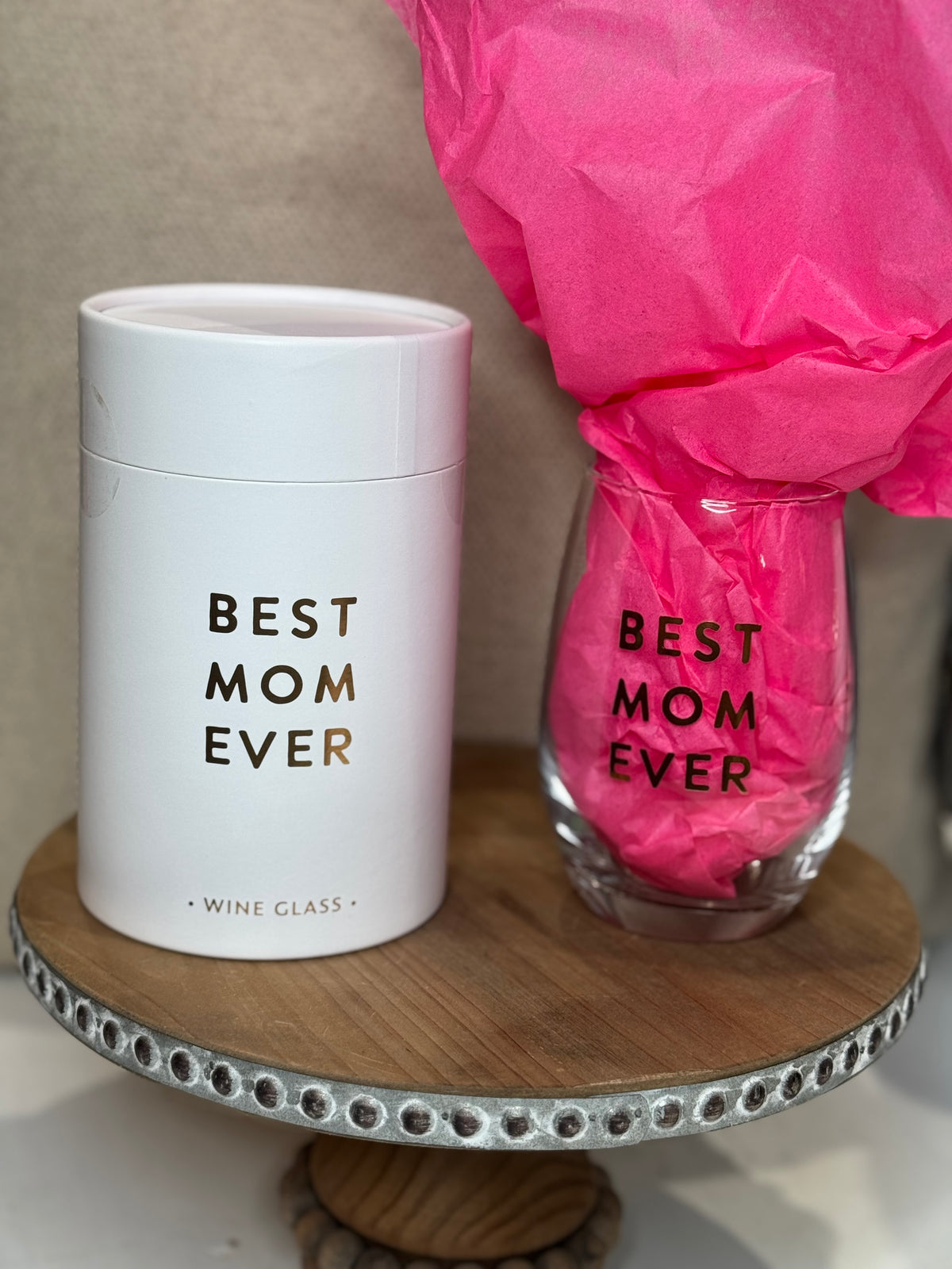 Best Mom Ever -Stemless Wine Glass