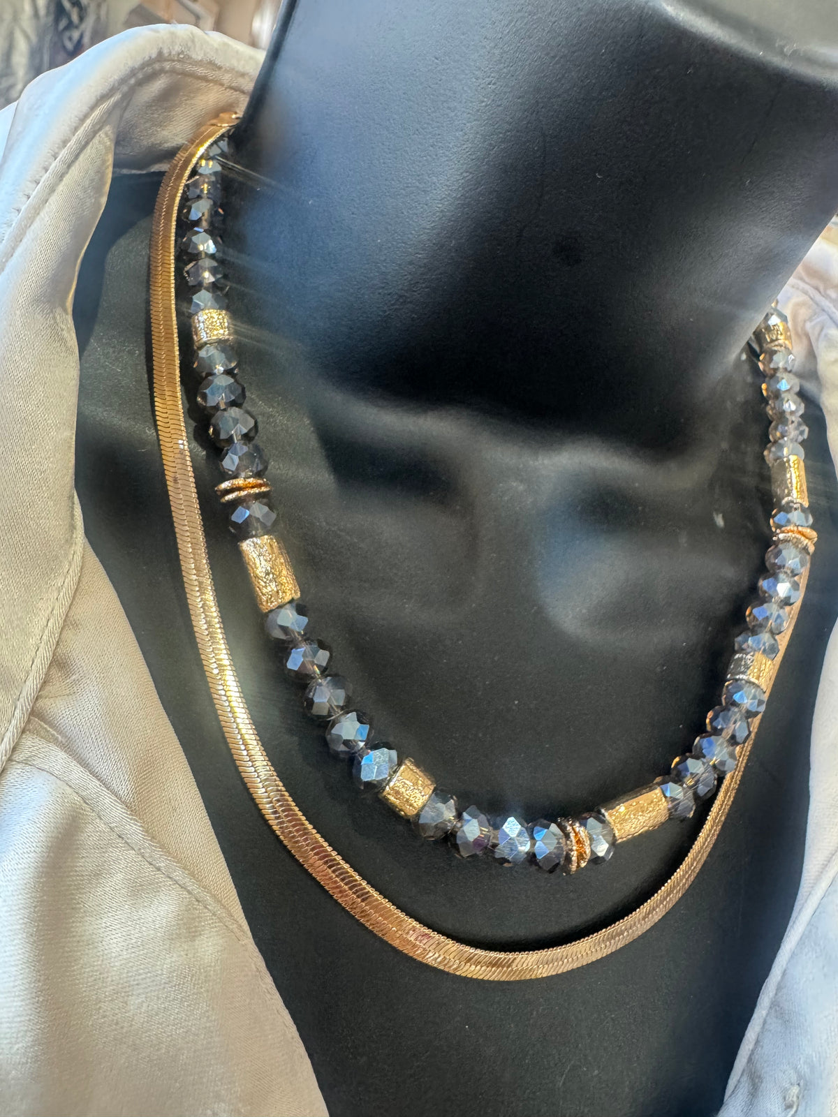 Double Stack Gold Beaded Necklace