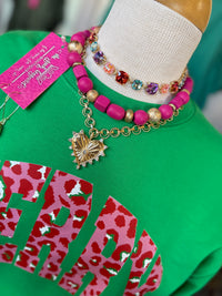 Merry Sweatshirt -Pink & Red Leopard Print