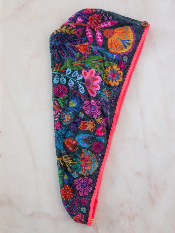 Microfiber Hair Towel Wrap -Folk Flower