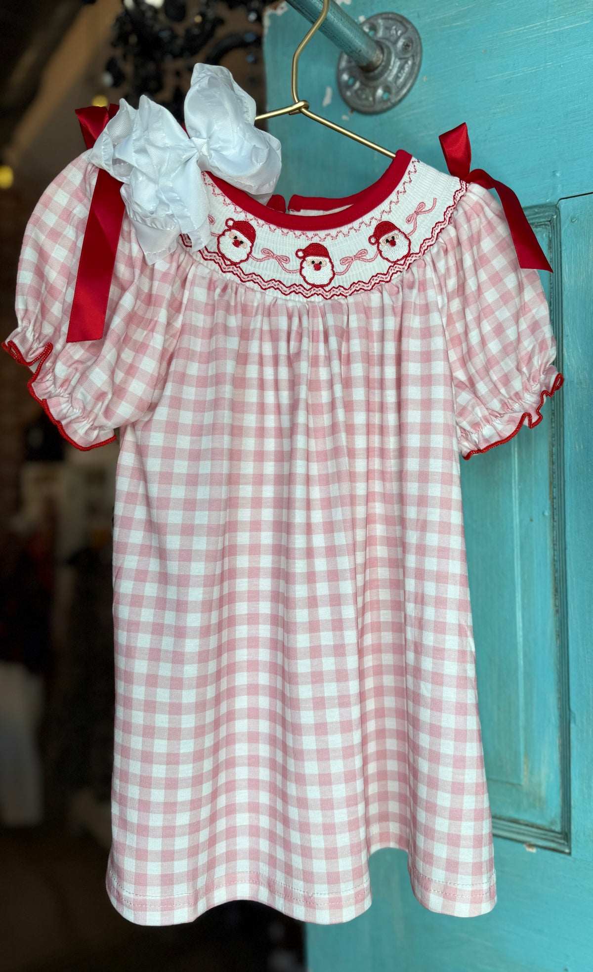 Pink Gingham Santa Dress
