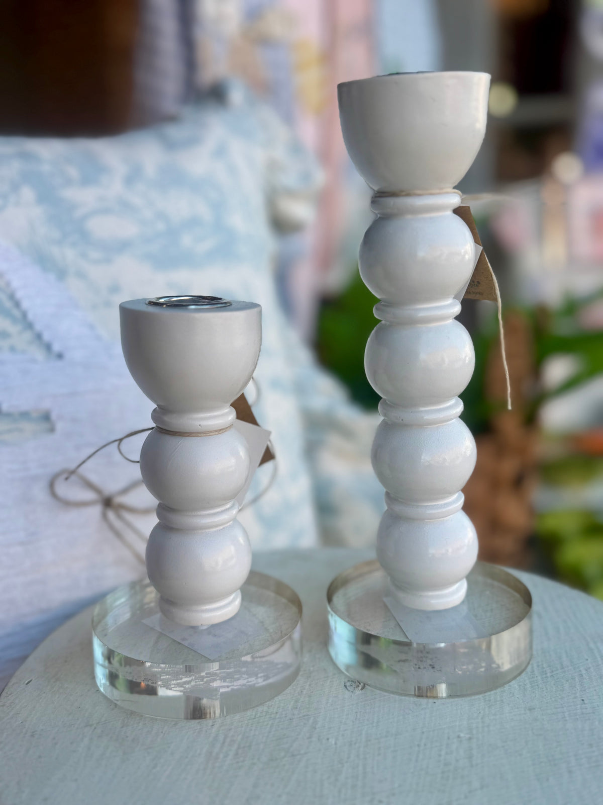 White Resin Taper Holder - Assorted