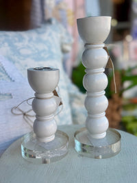 White Resin Taper Holder - Assorted