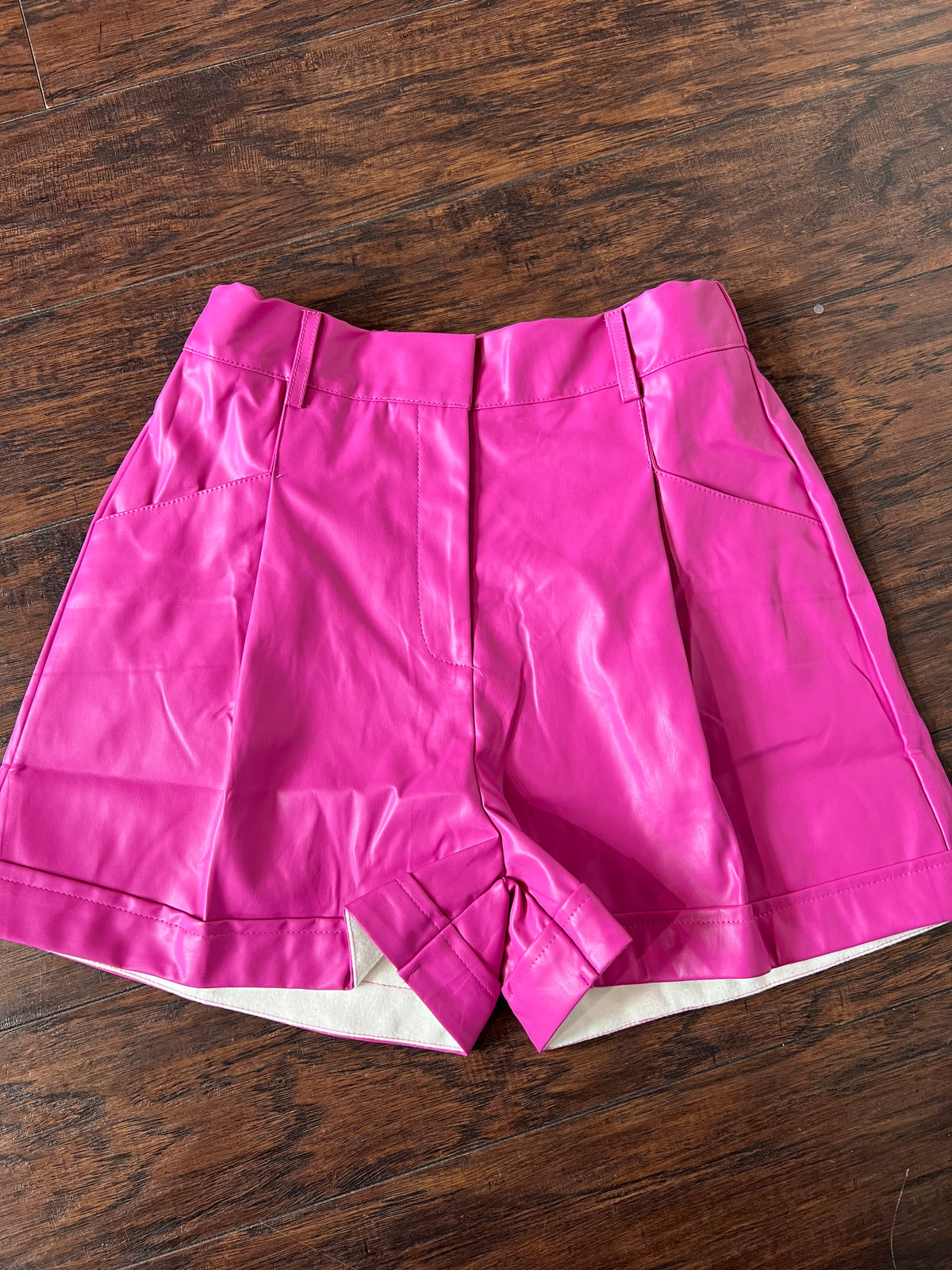 Faux Leather Shorts - Pink