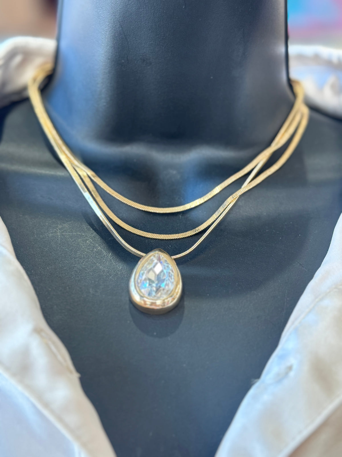 Triple Chain Jewel Necklace