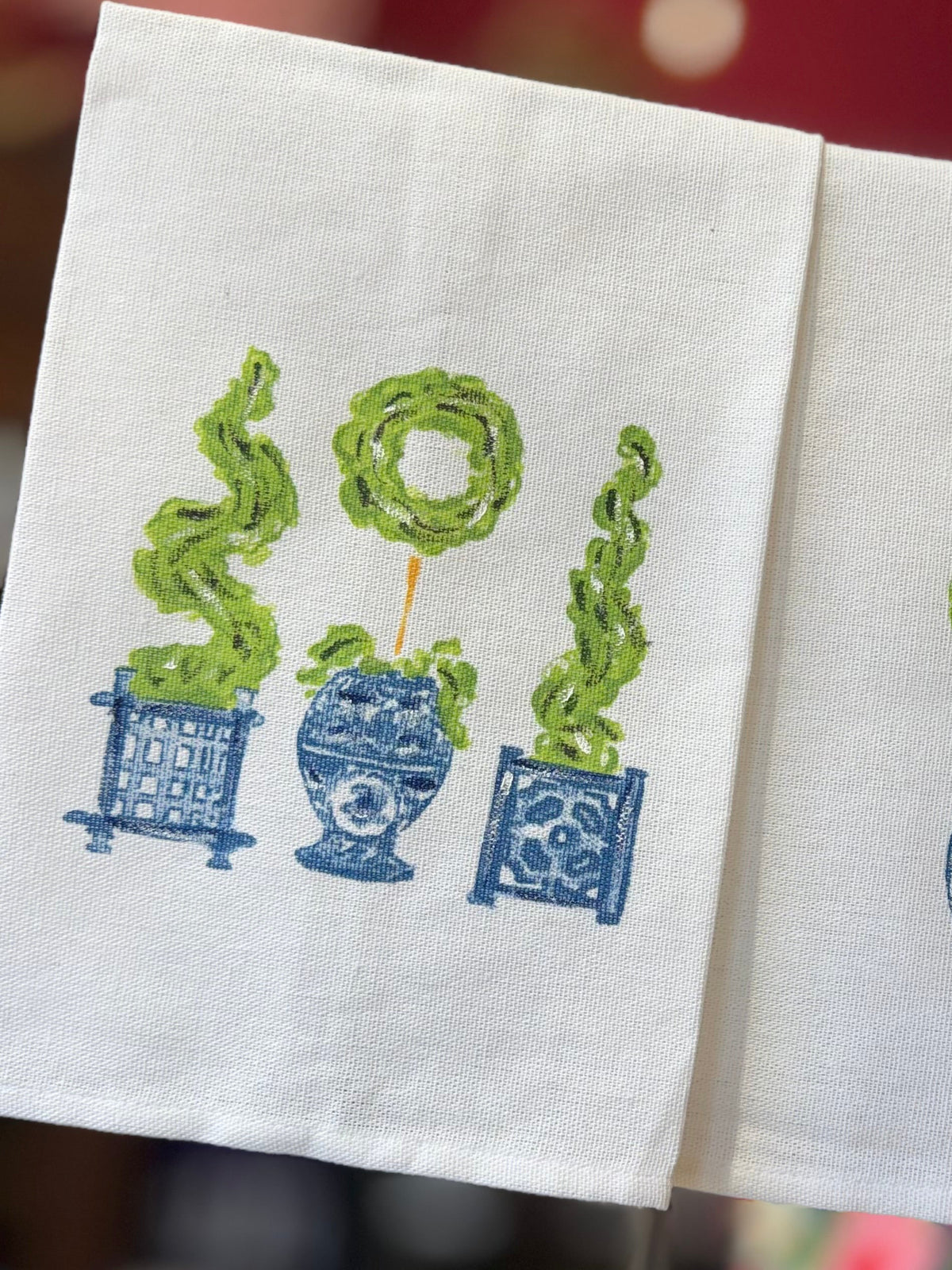 Painted Topiary Tea Towel