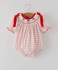Pink Gingham Santa Bubble w/ Satin Ribbon