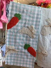 Bunny & Carrot beaded towel