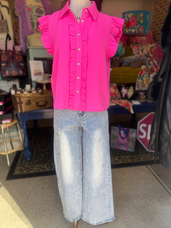 Bow Studded Denim Jeans