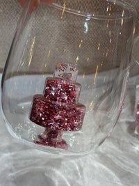 Glitter Cake Stemless Wine Glass