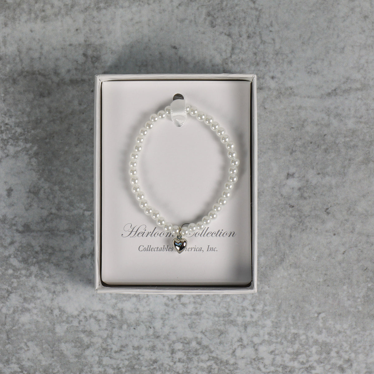 Baby Bracelet - Freshwater Pearls 5" Rhodium Finish Heart