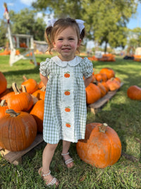 Sage Gingham Pumpkin Dress
