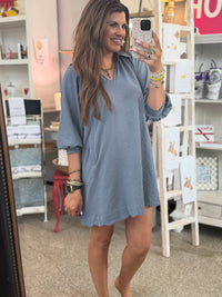 The Tinsley Dress -Steel Blue