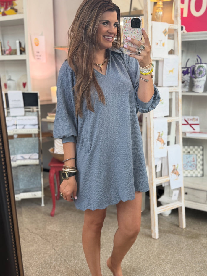 The Tinsley Dress -Steel Blue