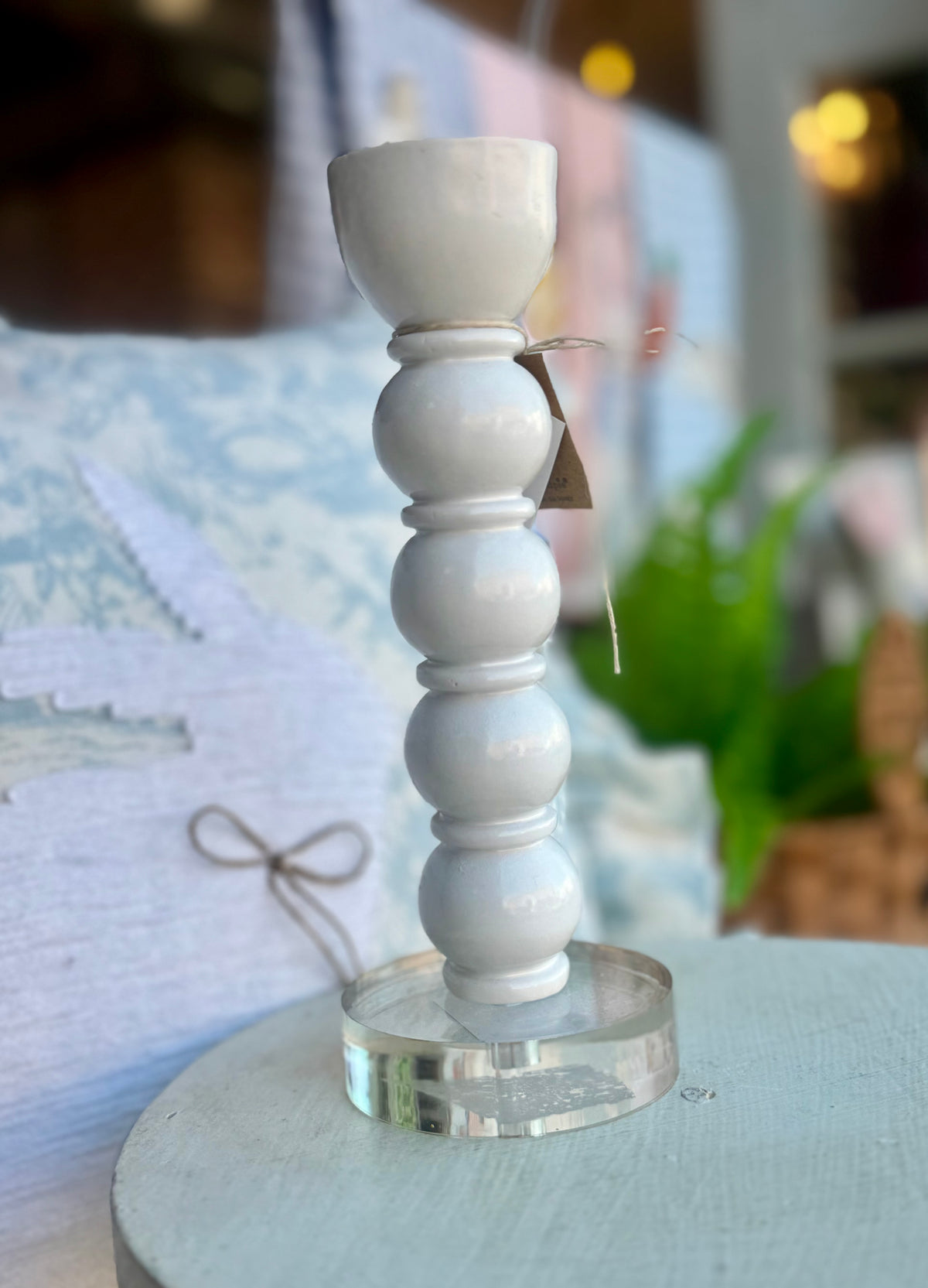 White Resin Taper Holder - Assorted