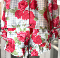 Blue Gingham & Roses Long Sleeve Pajama Set