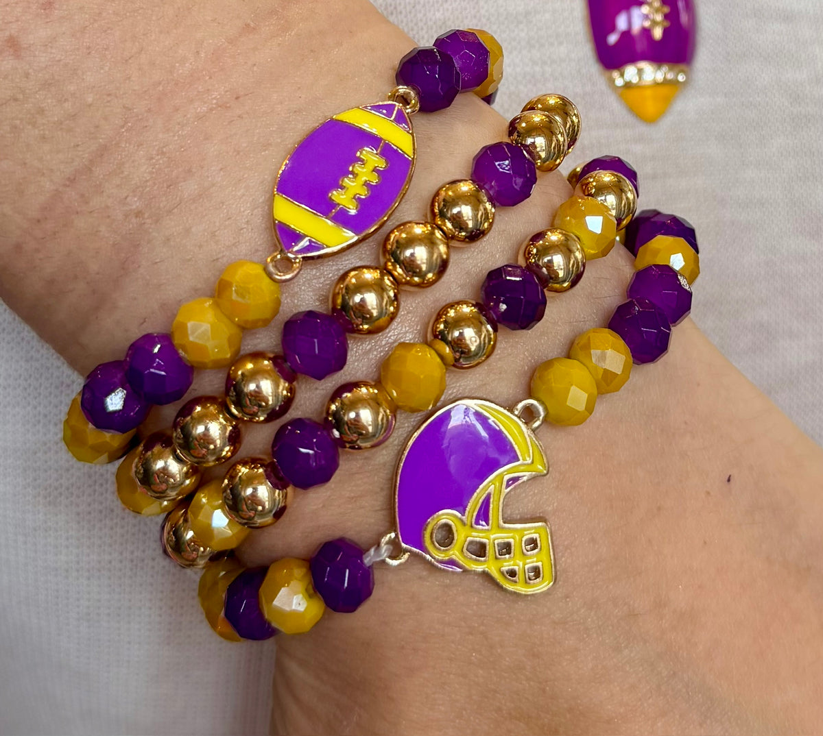 Purple & Gold Football Bracelets
