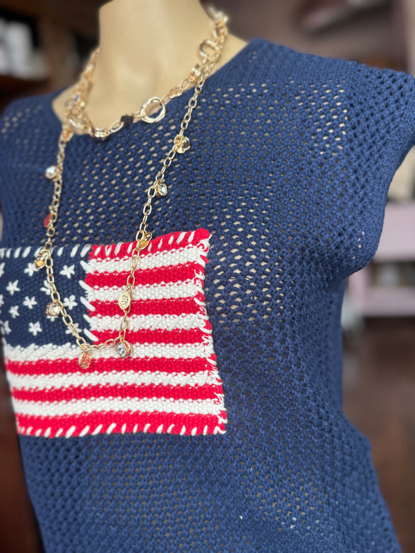 Stars & Stripes Knit Top - Navy