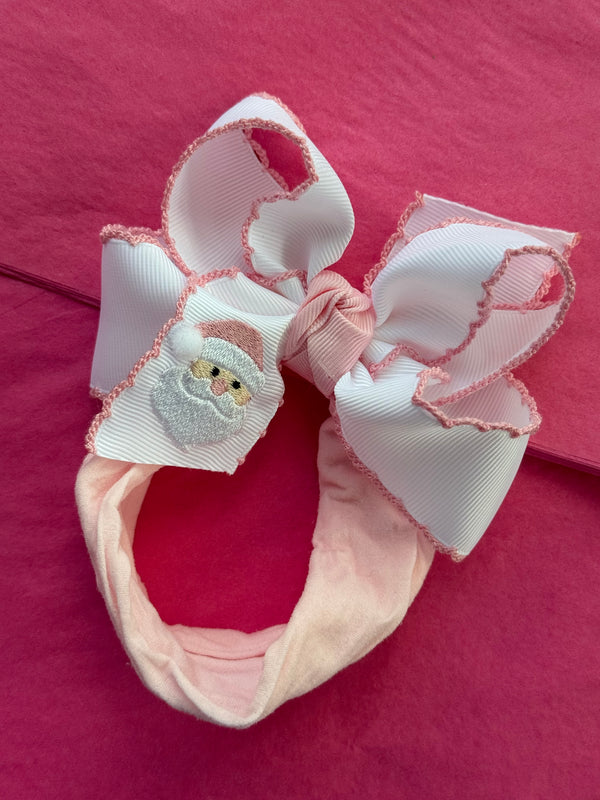 Thick White Bow Headband -Santa Detail