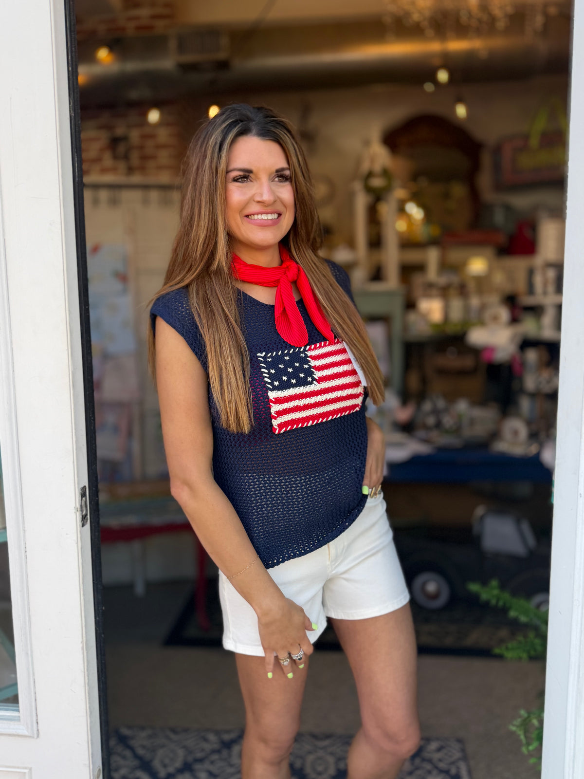 Stars & Stripes Knit Top - Navy