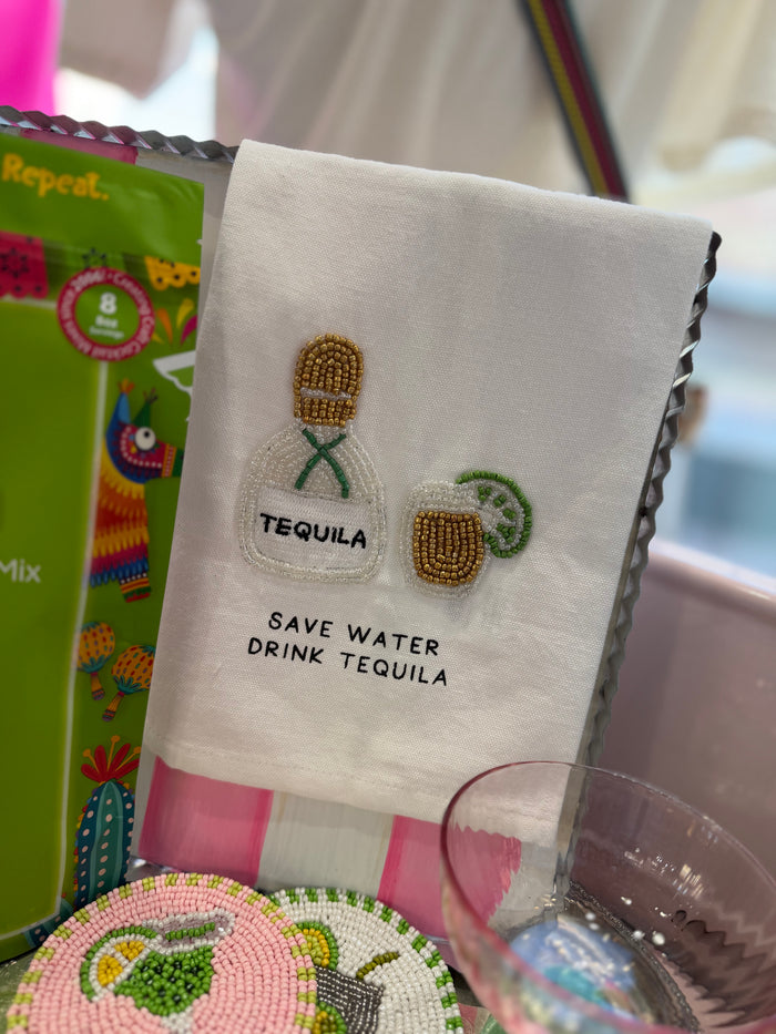 Tequila beaded bar towel