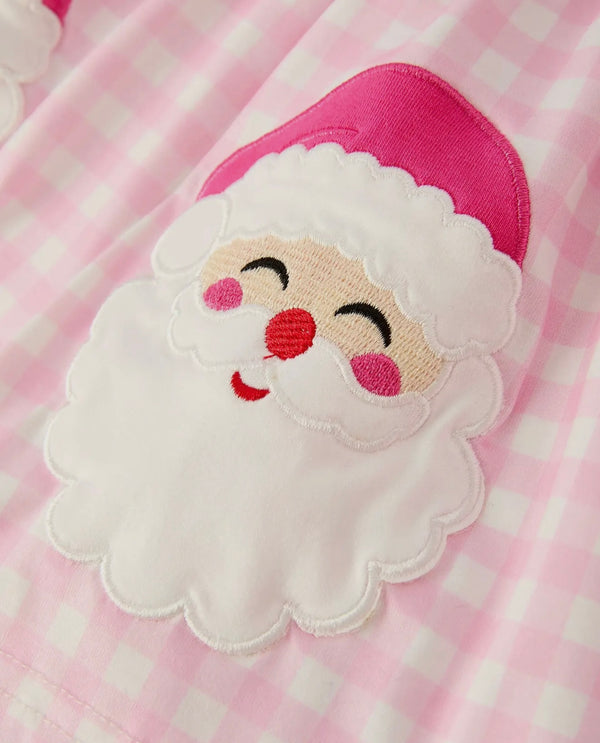 Pink Gingham Santa Girls Two Piece Set