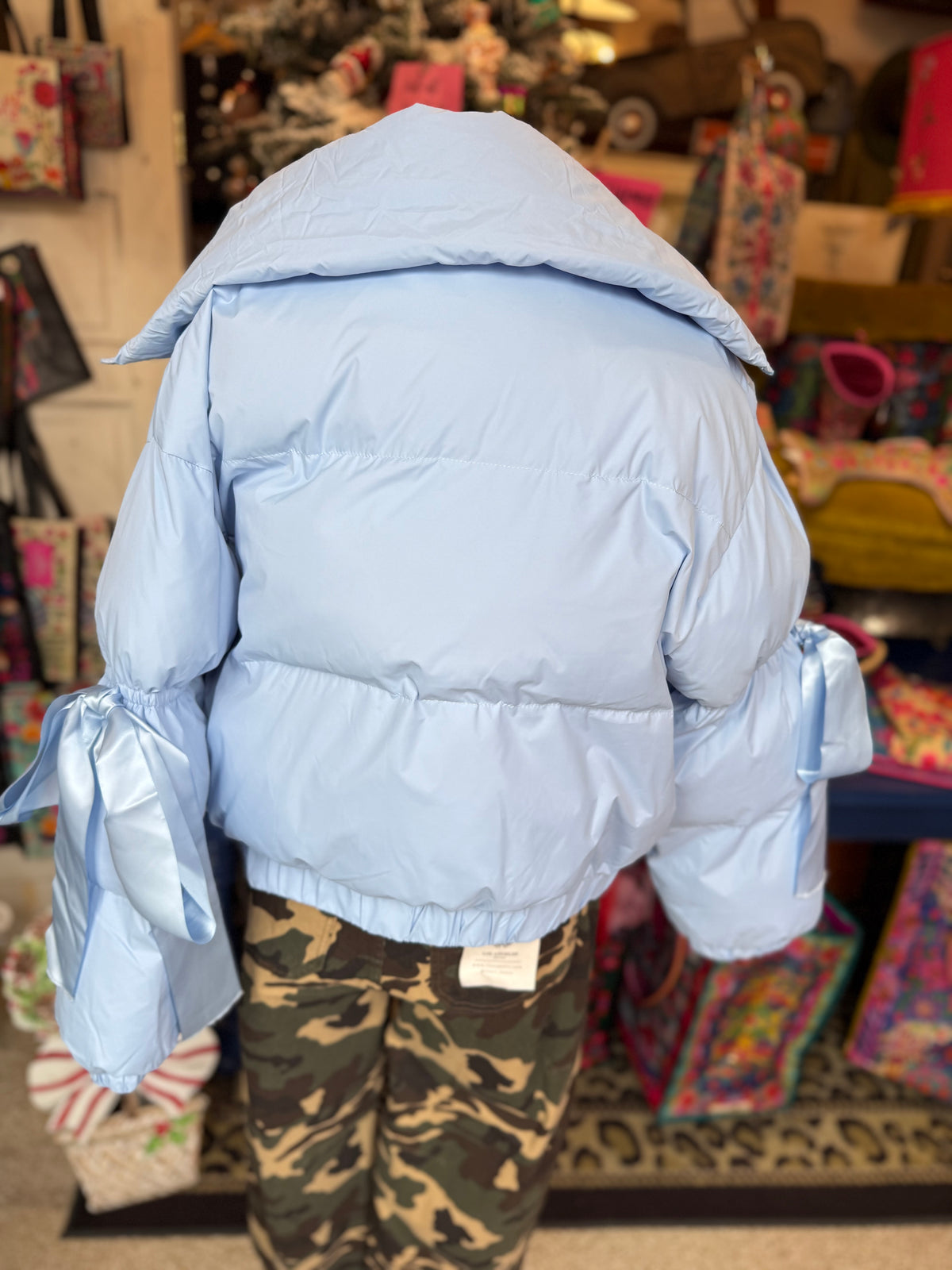 Blue Puffer Jacket w/ Bows