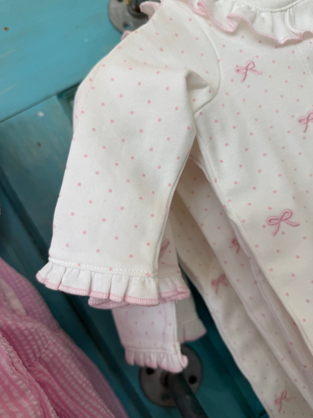 MUD PIE - White & Pink Bow Onesie