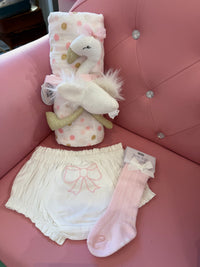 MUD PIE - White Bloomer with Pink Bow