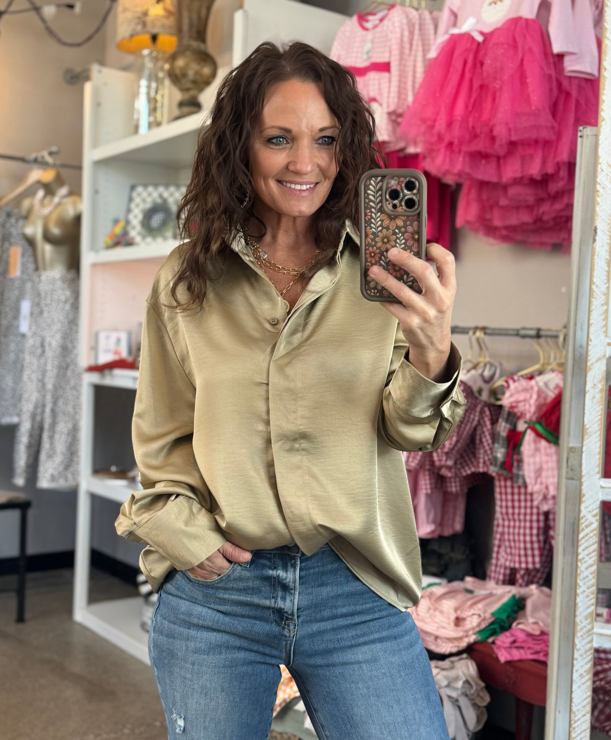 The Sophie Satin Button Up